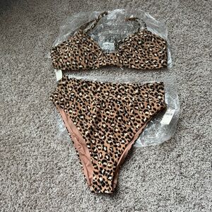 NWT! Aerie leopard cheetah print bathing suite high waisted bottoms